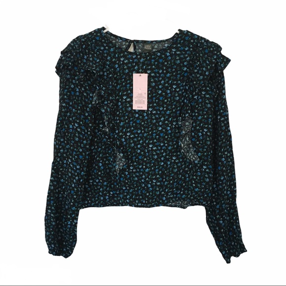 wild fable Tops - Women's Floral Print Long Sleeve Ruffle Blouse NWT